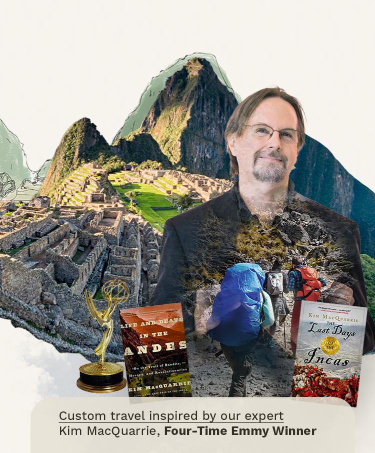 Collage showing Machu Picchu and Virgilio Martinez, one of the world's top chefs.